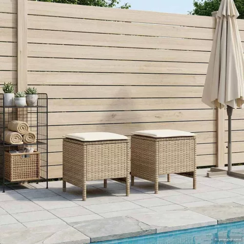  Kerti lábtartó 2 Darab Beige és krém 38 x 38 x 45 cm PE Rattan