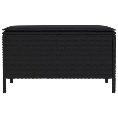  Kerti lábtartó párnával Fekete 80 x 38 x 45 cm PE Rattan