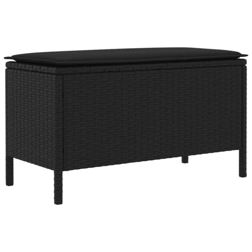  Kerti lábtartó párnával Fekete 80 x 38 x 45 cm PE Rattan