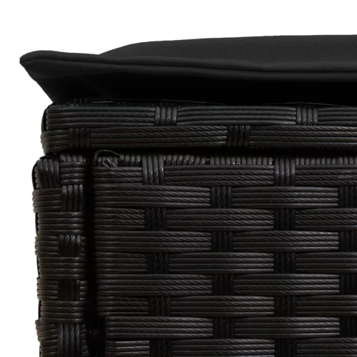  Kerti lábtartó párnával Fekete 80 x 38 x 45 cm PE Rattan