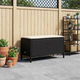  Kerti lábtartó Fekete és Krém 80 x 38 x 45 cm PE Rattan