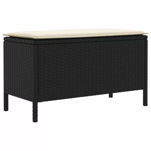  Kerti lábtartó Fekete és Krém 80 x 38 x 45 cm PE Rattan