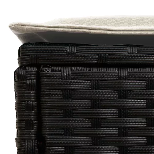  Kerti lábtartó Fekete és Krém 80 x 38 x 45 cm PE Rattan