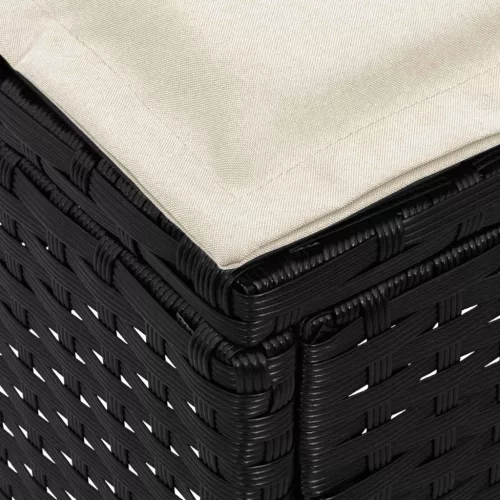  Kerti lábtartó Fekete és Krém 80 x 38 x 45 cm PE Rattan