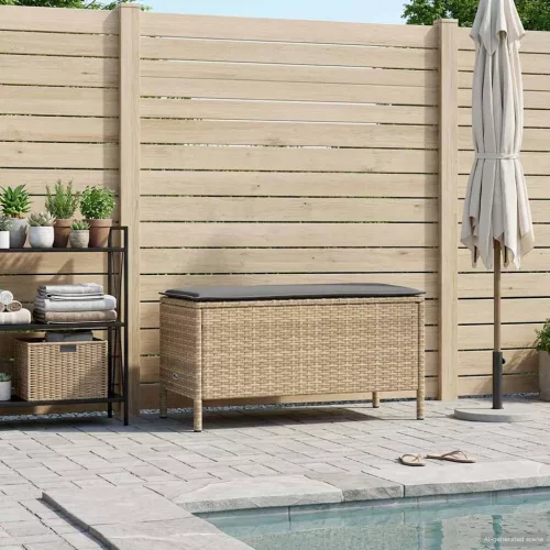  Kerti lábtartó Beige és Világosszürke 80 x 38 x 42 cm PE Rattan