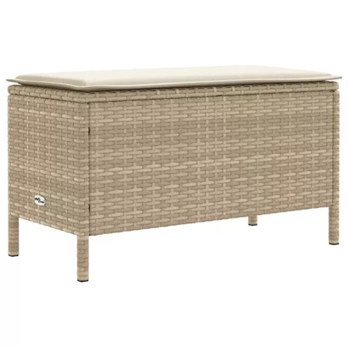  Kerti lábtartó párnával Beige és krém 80 x 38 x 42 cm PE Rattan