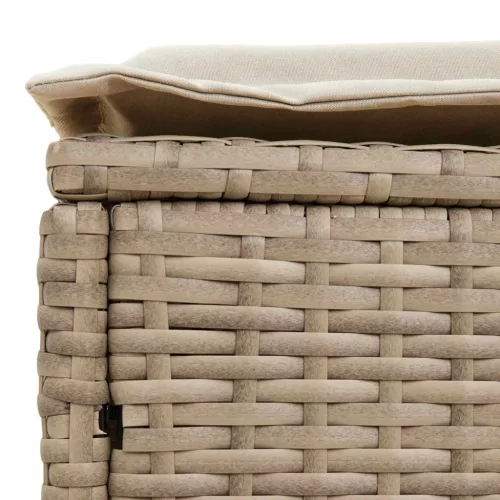 Kerti lábtartó párnával Beige és krém 80 x 38 x 42 cm PE Rattan