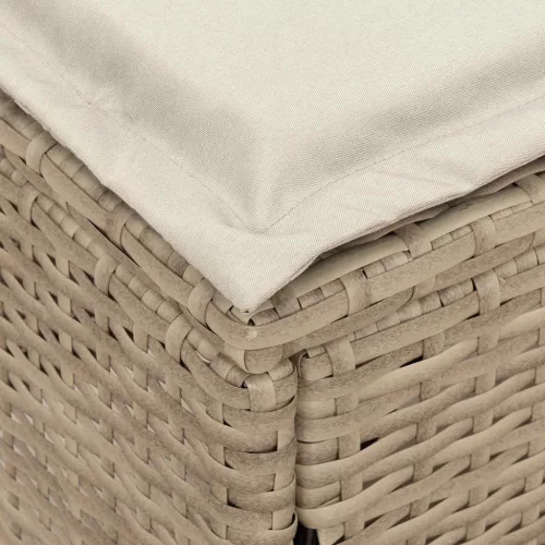  Kerti lábtartó párnával Beige és krém 80 x 38 x 42 cm PE Rattan