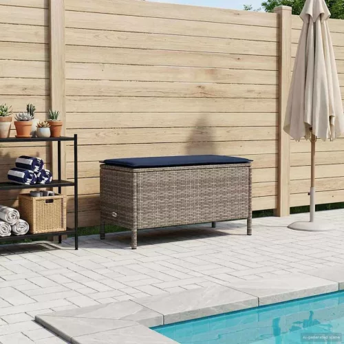  Kerti lábtartó Szürke és sötétkék 80 x 38 x 42 cm PE Rattan