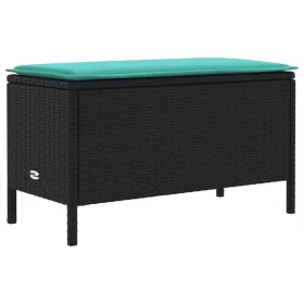    Kerti lábtartó Fekete és Türkiz 80 x 38 x 42 cm PE Rattan