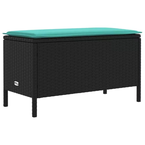  Kerti lábtartó Fekete és Türkiz 80 x 38 x 42 cm PE Rattan