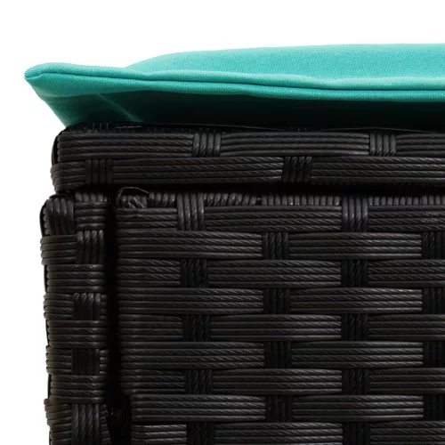  Kerti lábtartó Fekete és Türkiz 80 x 38 x 42 cm PE Rattan