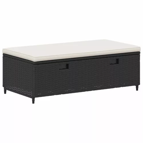  Kültéri kanapé szett párnával 4 pcs Fekete és krémfehér