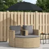  Kerti kanapé párnával 8 pcs Beige és Világosszürke polirattan