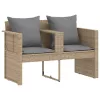  Kerti kanapé párnával 8 pcs Beige és Világosszürke polirattan