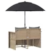  Kerti kanapé párnával 8 pcs Beige és Világosszürke polirattan
