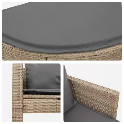  Kerti kanapé párnával 8 pcs Beige és Világosszürke polirattan