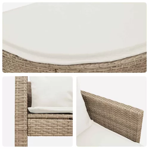  Kerti kanapé párnával 8 pcs Beige és Krémszínű polirattan
