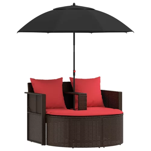  Kerti kanapé Barna és Piros 168 x 168 x 180 cm polirattan