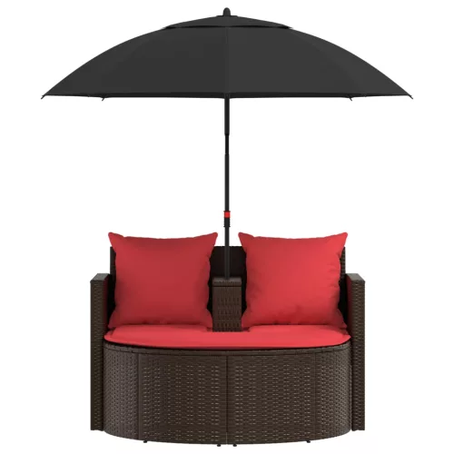  Kerti kanapé Barna és Piros 168 x 168 x 180 cm polirattan