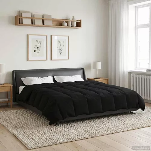  Teljes éves takaró Sövényes Fekete 200 x 200 cm Mikroszál