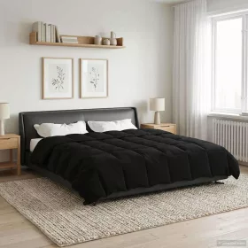    Teljes éves takaró Sövényes Fekete 200 x 220 cm Mikroszál
