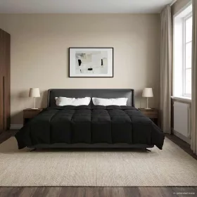    Teljes éves takaró Sövényes Fekete 220 x 240 cm Mikroszál