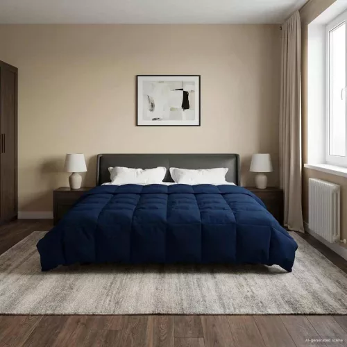  Teljes éves takaró Sövényes Sötét kék 200 x 240 cm Mikroszál