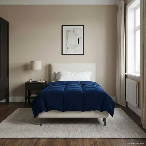  Teljes éves takaró Sövényes Sötét kék 135 x 220 cm Mikroszál