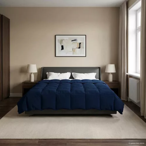  Teljes éves takaró Sövényes Sötét kék 220 x 240 cm Mikroszál