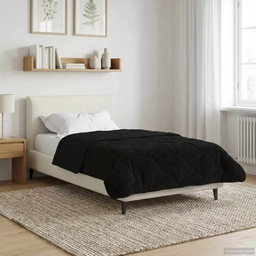  Nyári Takarmány Fekete 135 x 200 cm Mikroszálas és Teddy plüss