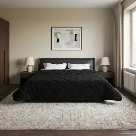    Nyári Takarmány Fekete 200 x 200 cm Mikroszálas és Teddy plüss