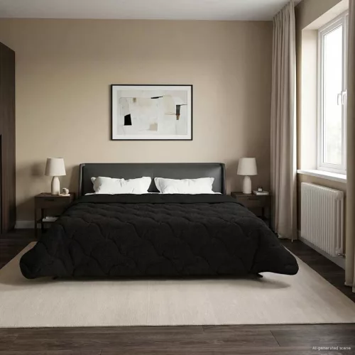 Nyári Takarmány Fekete 200 x 240 cm Mikroszálas és Teddy plüss