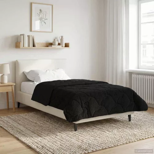  Nyári Takarmány Fekete 135 x 200 cm Mikroszálas és Teddy plüss