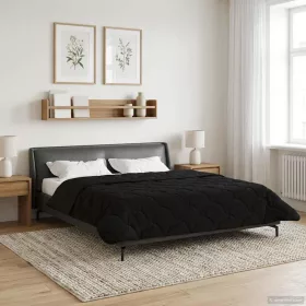    Nyári Takarmány Fekete 200 x 220 cm Mikroszálas és Teddy plüss
