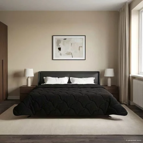  Nyári Takarmány Fekete 200 x 220 cm Mikroszálas és Teddy plüss