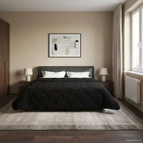  Nyári Takarmány Fekete 220 x 240 cm Mikroszálas és Teddy plüss