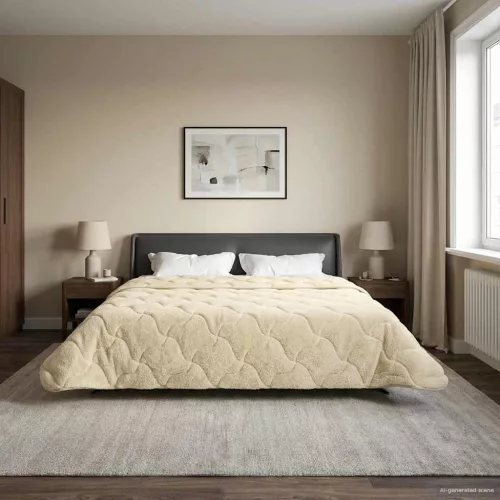  Nyári Takarmány Krém 220 x 260 cm Mikroszálas és Teddy plüss