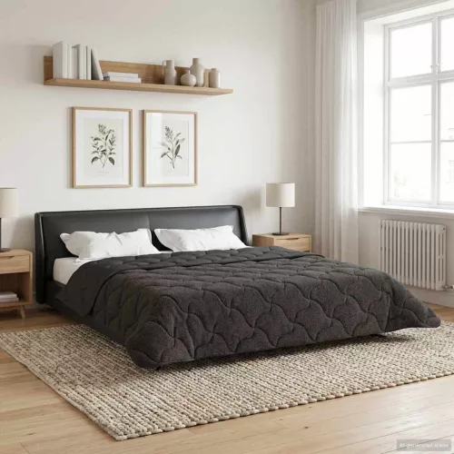  Téli takaró Antracit 200 x 200 cm Mikroszálas és Teddy plüss