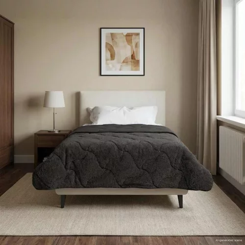 Téli takaró Antracit 135 x 200 cm Mikroszálas és Teddy plüss