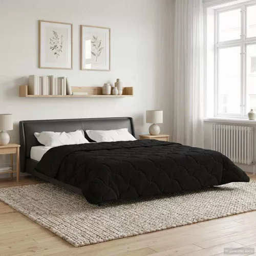  Téli takaró Fekete 220 x 240 cm Mikroszálas és Teddy plüss