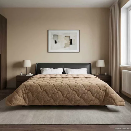  Téli takaró Tópszínű 220 x 260 cm Mikroszálas és Teddy plüss