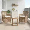  Kültéri szék párnával 2 pcs Beige és krém polirattan