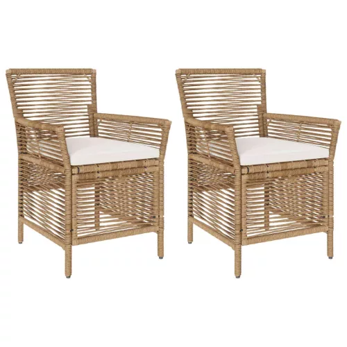  Kültéri szék párnával 2 pcs Beige és krém polirattan