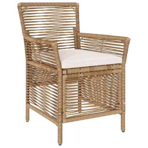  Kültéri szék párnával 2 pcs Beige és krém polirattan