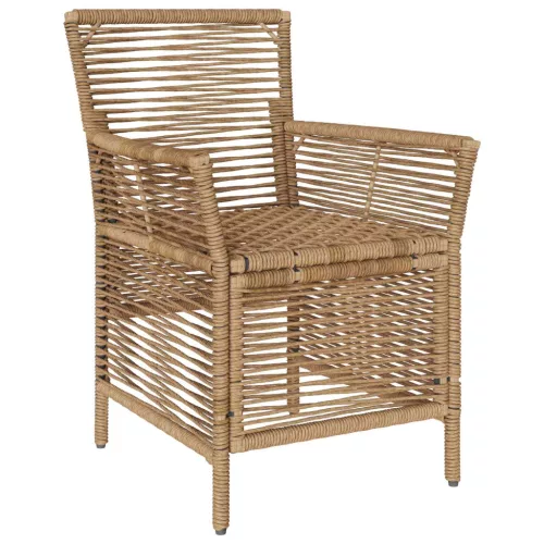  Kültéri szék párnával 2 pcs Beige és krém polirattan
