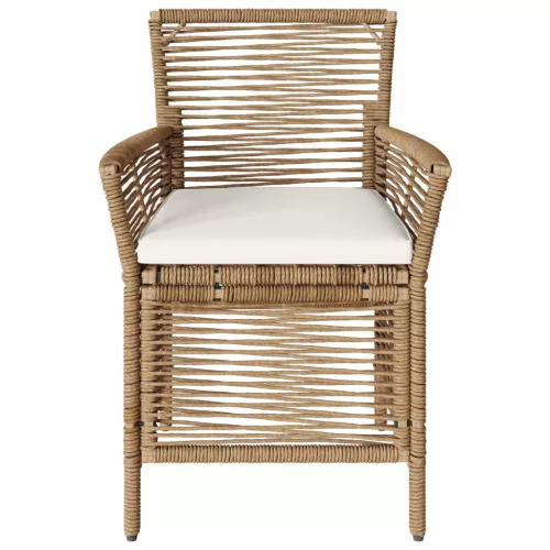  Kültéri szék párnával 2 pcs Beige és krém polirattan