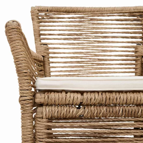  Kültéri szék párnával 2 pcs Beige és krém polirattan