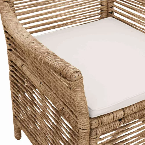  Kültéri szék párnával 2 pcs Beige és krém polirattan