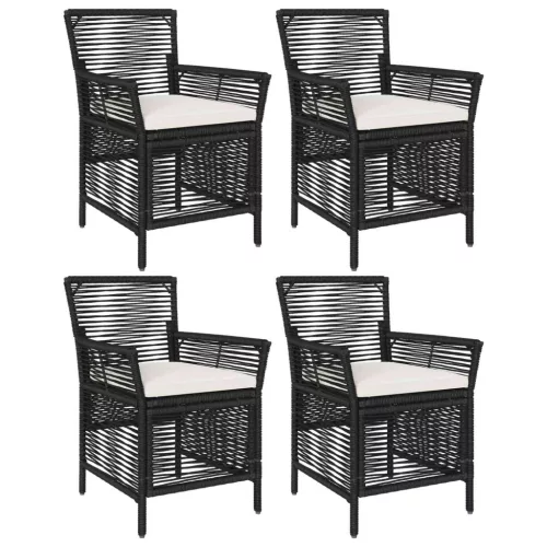  Kültéri szék párnával 4 pcs Fekete és Krém polirattan